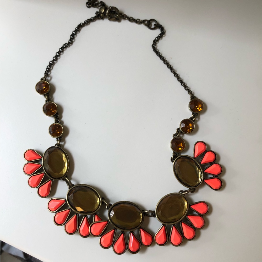 J Crew coral Statement Necklace